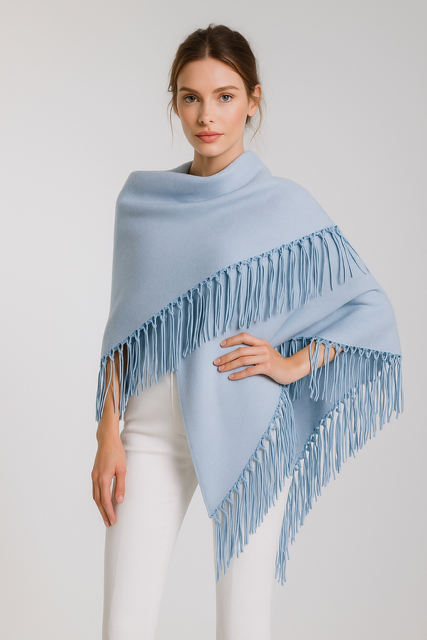 Yasmine Merino Cashmere Silk Wrap with Fringe (W308)