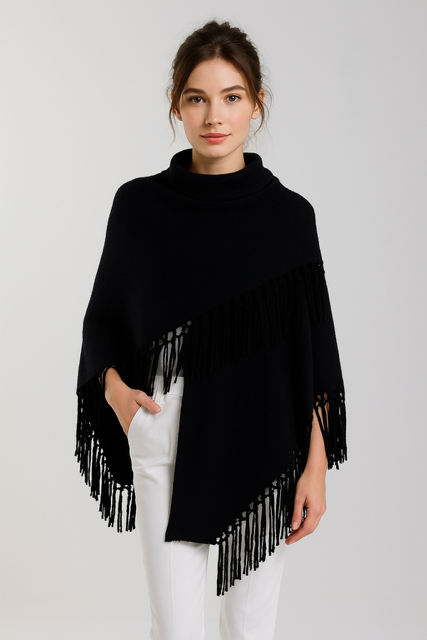 Yasmine Merino Cashmere Silk Wrap with Fringe (W308)