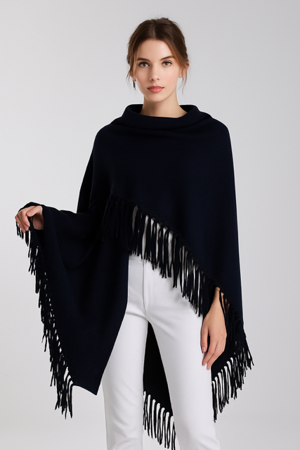 Yasmine Merino Cashmere Silk Wrap with Fringe (W308)