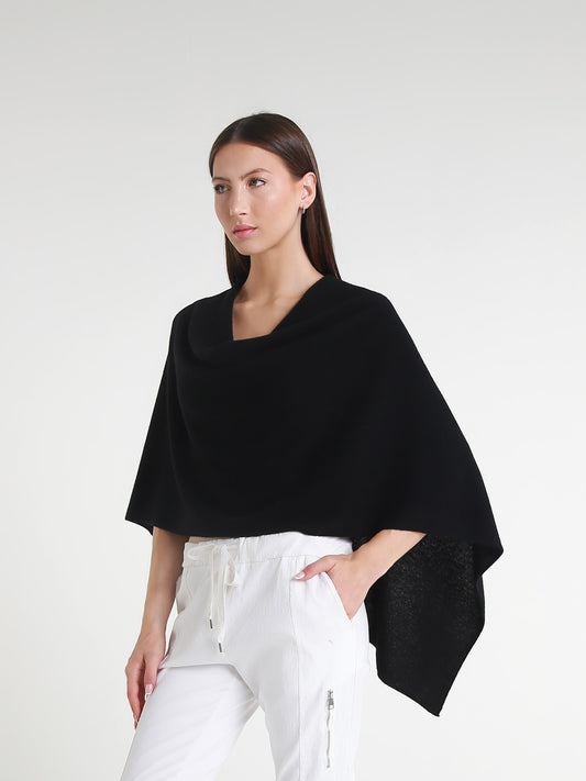 100% Italian Crafted Cashmere Ruana 001 Black-2