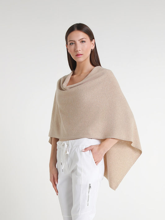 100% Italian Crafted Cashmere Ruana 261 Heather Bisque-2