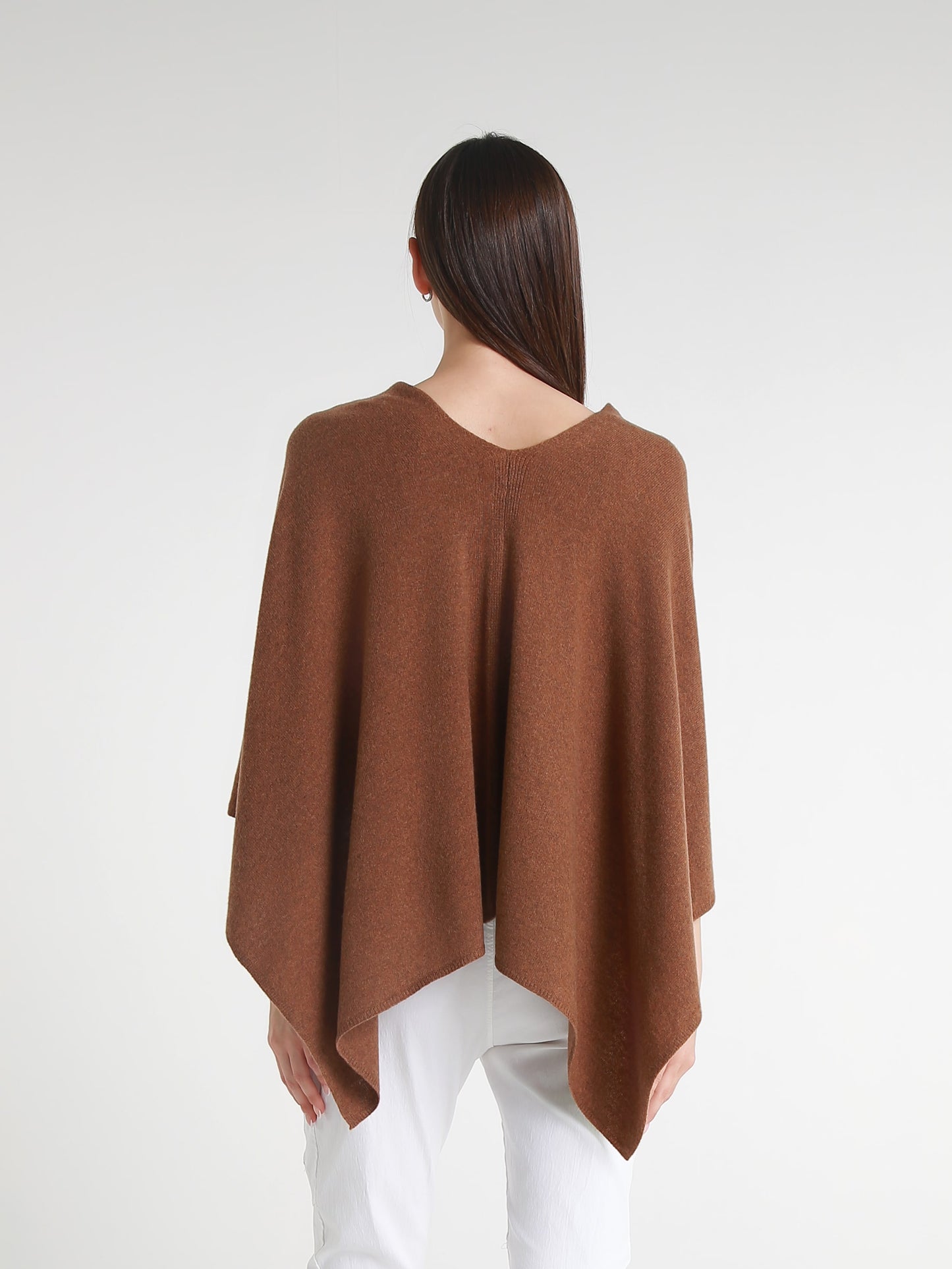 100% Italian Crafted Cashmere Ruana 923 Heather Tobacco-3