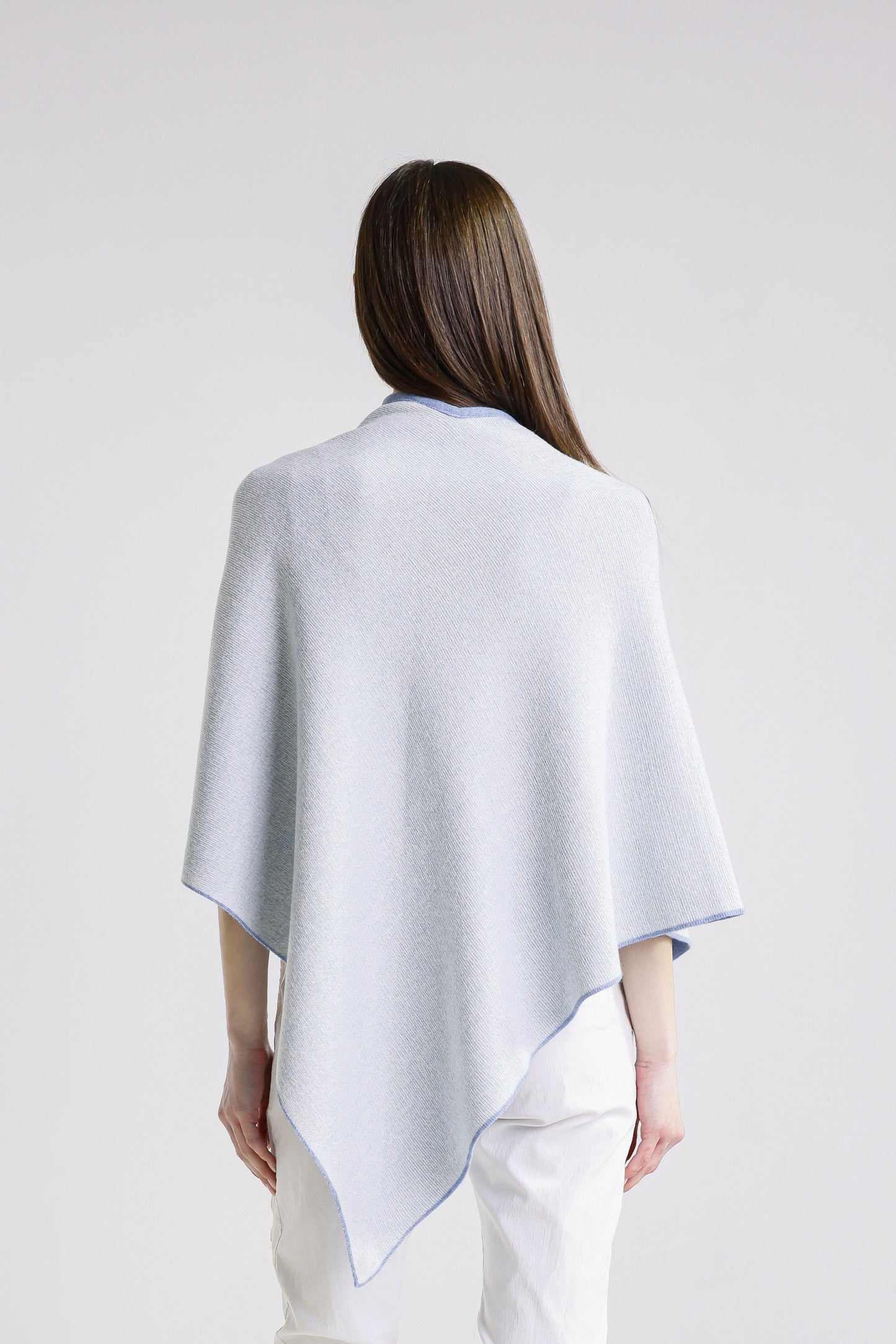 Ellen Merino/Cashmere Reversible Wrap with Loop 469 Cornflower/Cream-6