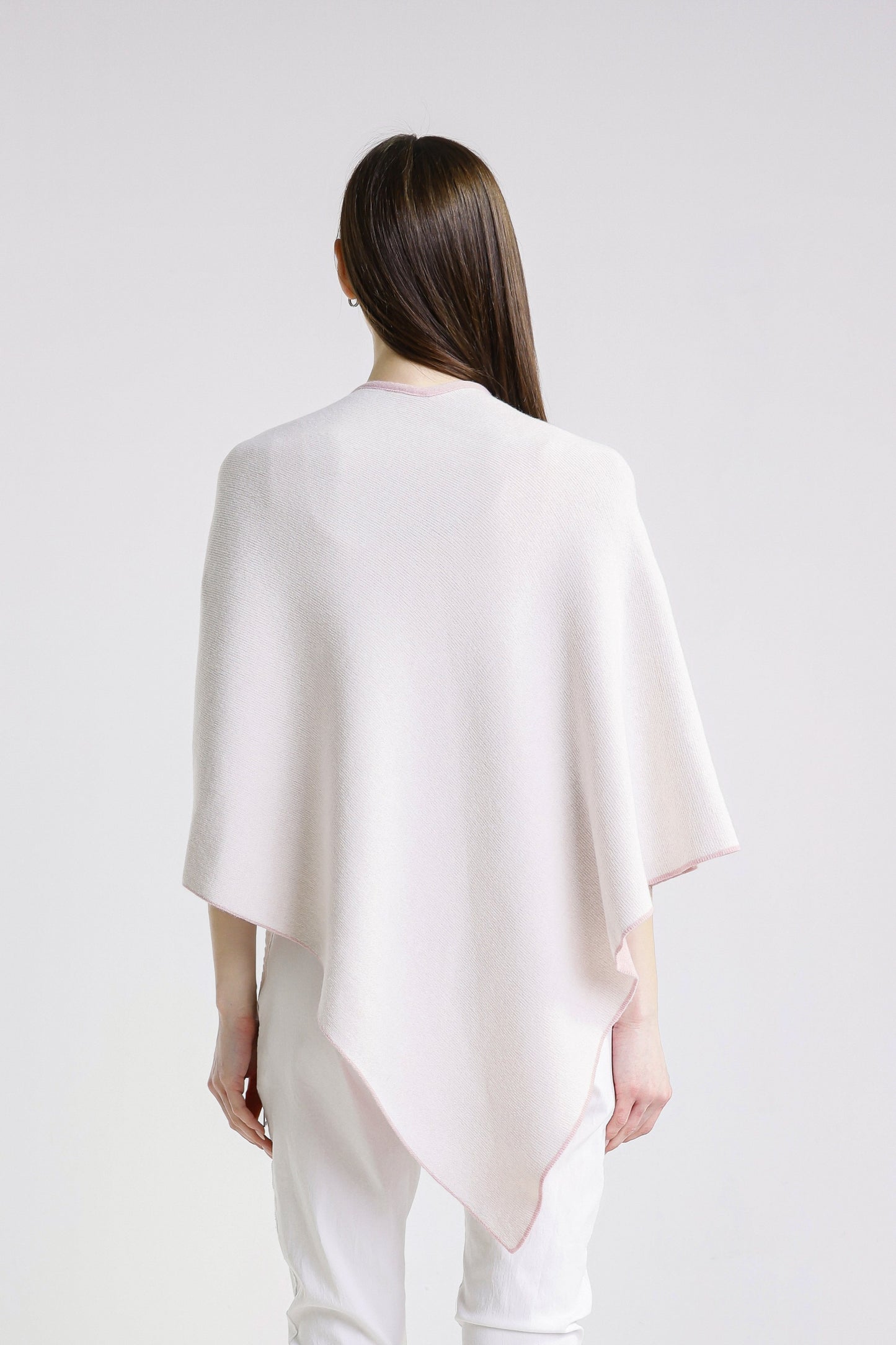 Ellen Merino/Cashmere Reversible Wrap with Loop 952 Rose/Cream-6