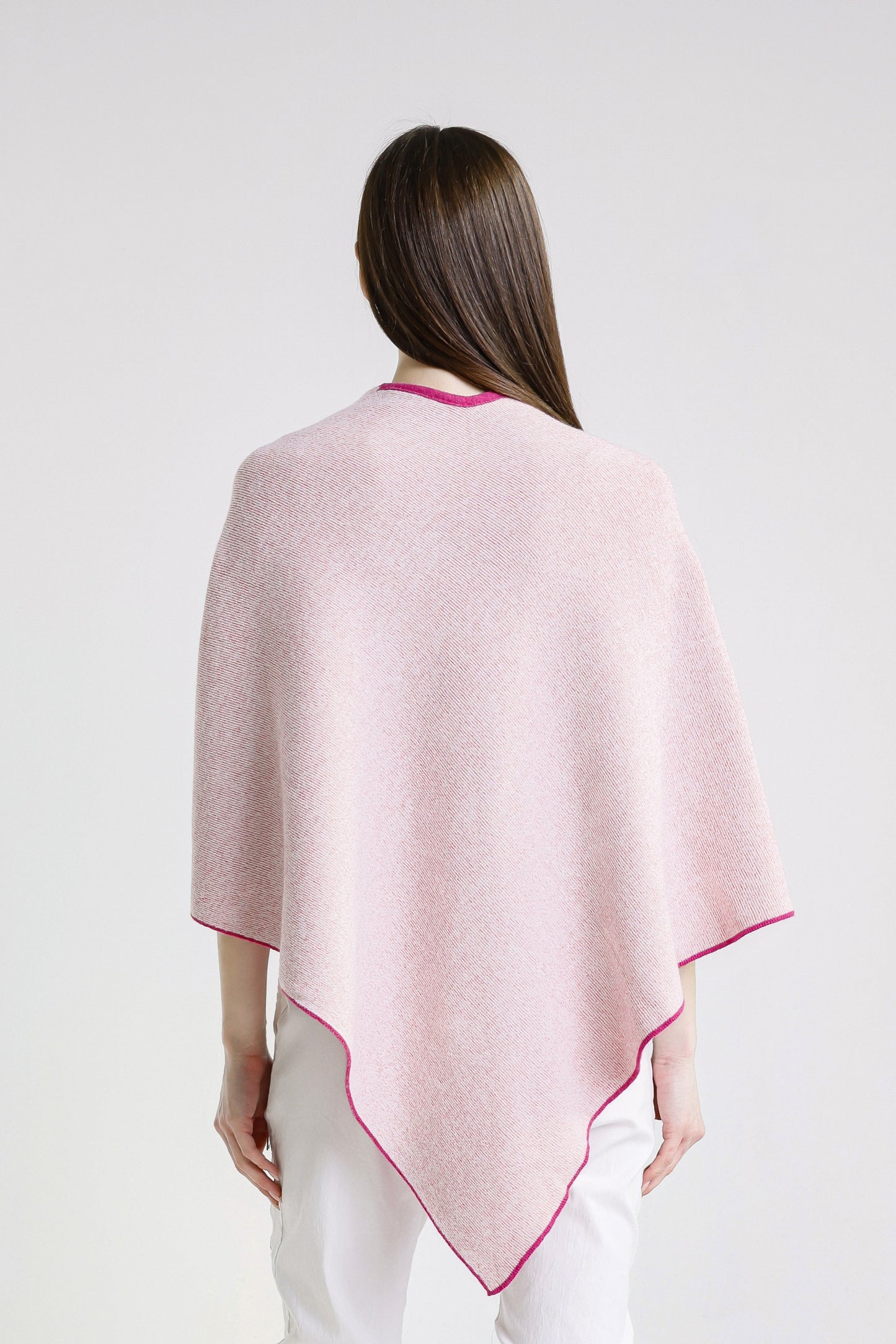 Ellen Merino/Cashmere Reversible Wrap with Loop 954 Peony/Cream-6