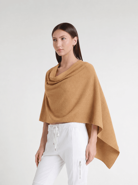100% Italian Crafted Cashmere Ruana 258 Camel-2