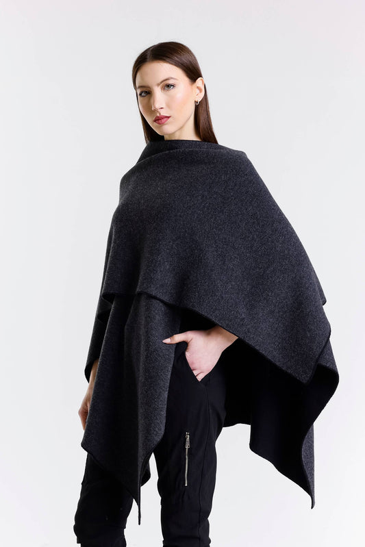 Kiersten Merino/Cashmere Reversible Wrap 062 Black/Coal
