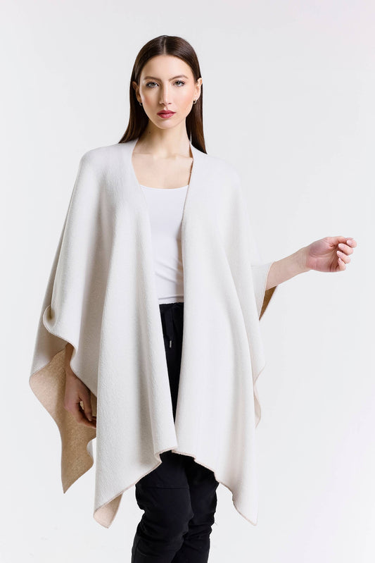 Kiersten Merino/Cashmere Reversible Wrap 298 Taupe/Cream-2