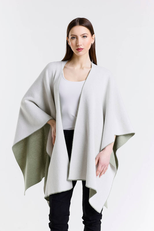 Kiersten Merino/Cashmere Reversible Wrap 339 Sage/Cream-2