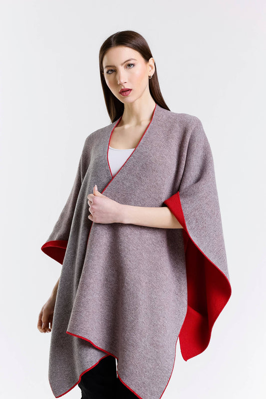 Kiersten Merino/Cashmere Reversible Wrap 632 Red/Gray-2