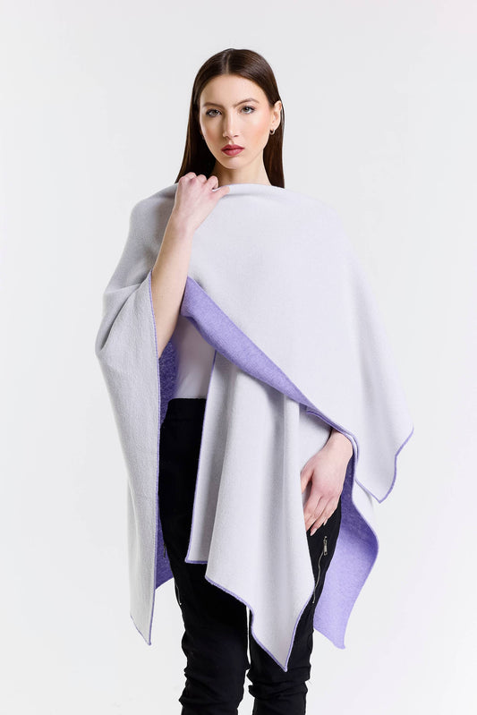 Kiersten Merino/Cashmere Reversible Wrap 537 Lilac/Cream-2