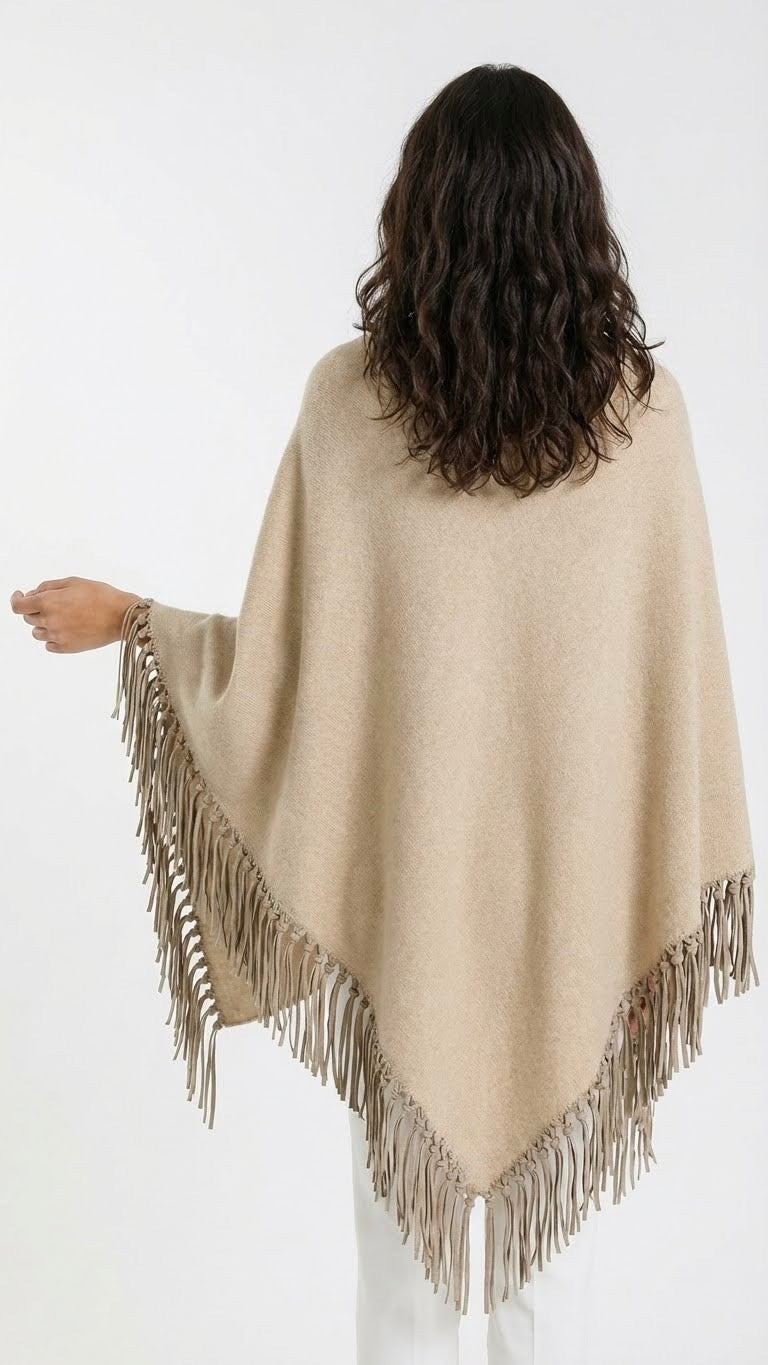 Yasmine Merino Cashmere Silk Wrap with Fringe