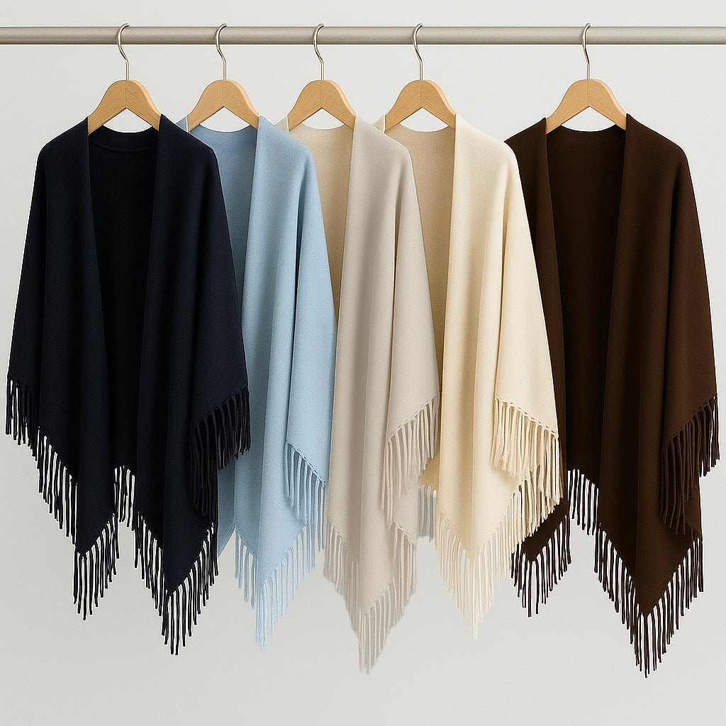 Yasmine Merino Cashmere Silk Wrap with Fringe