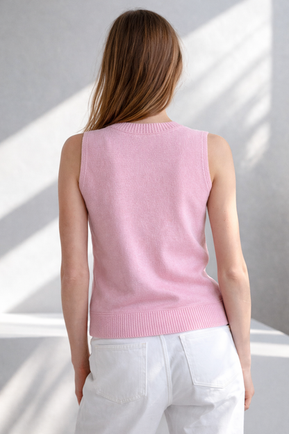 Marguerite Sleeveless Cashmere Crew