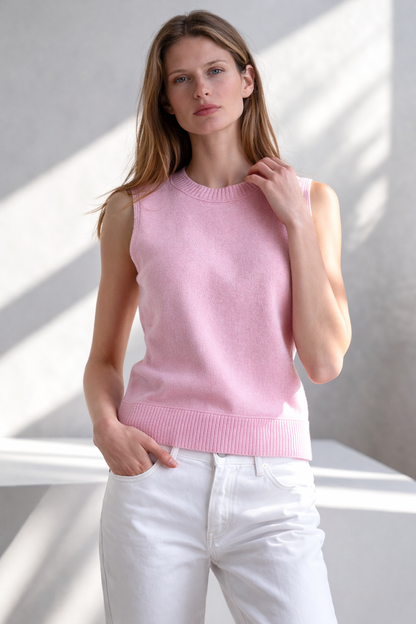 Marguerite Sleeveless Cashmere Crew