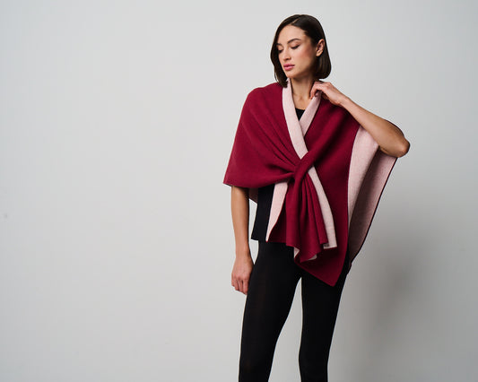 Ellen Merino/Cashmere Reversible Wrap with Loop (W303)