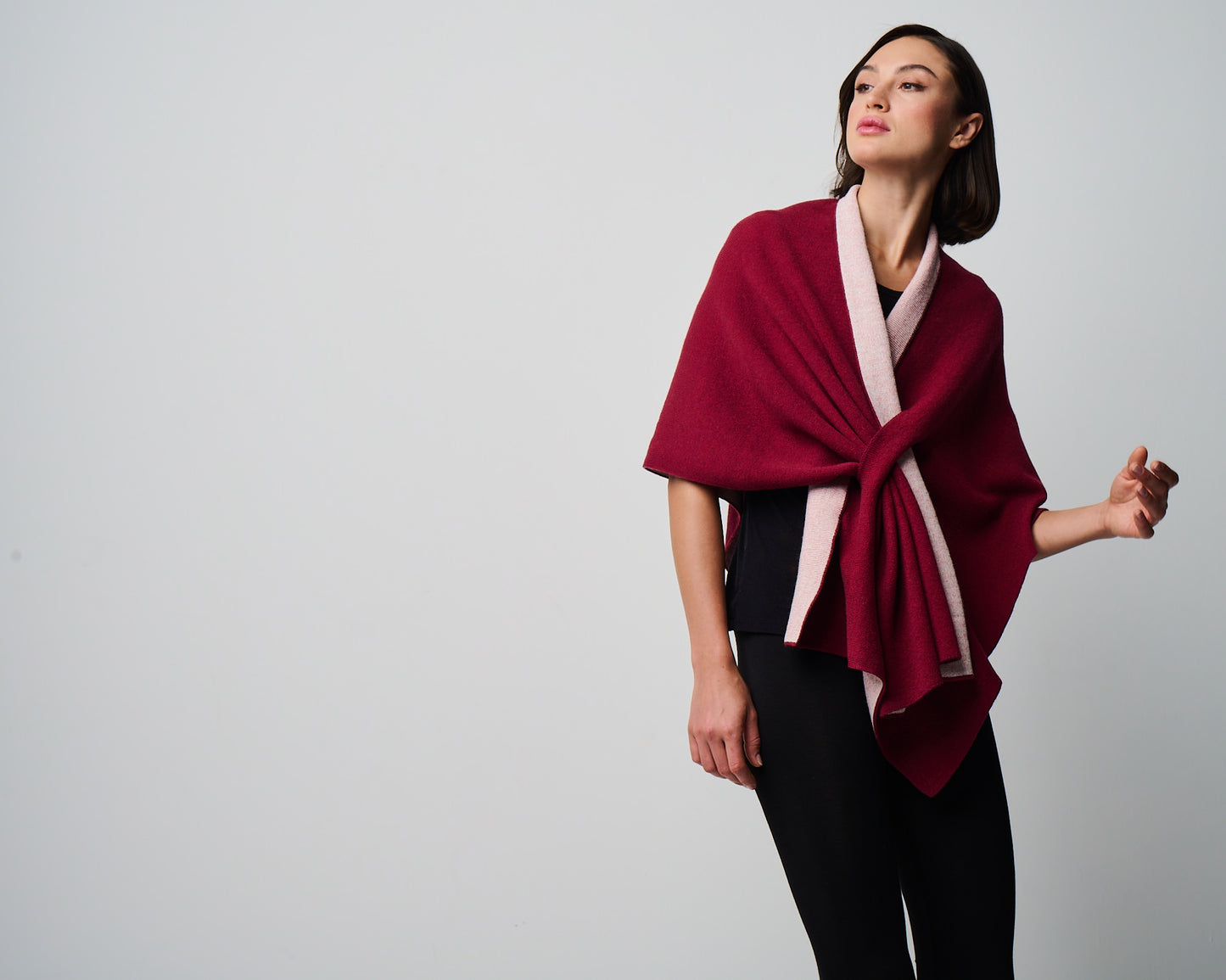 Ellen Merino/Cashmere Reversible Wrap with Loop (W303)