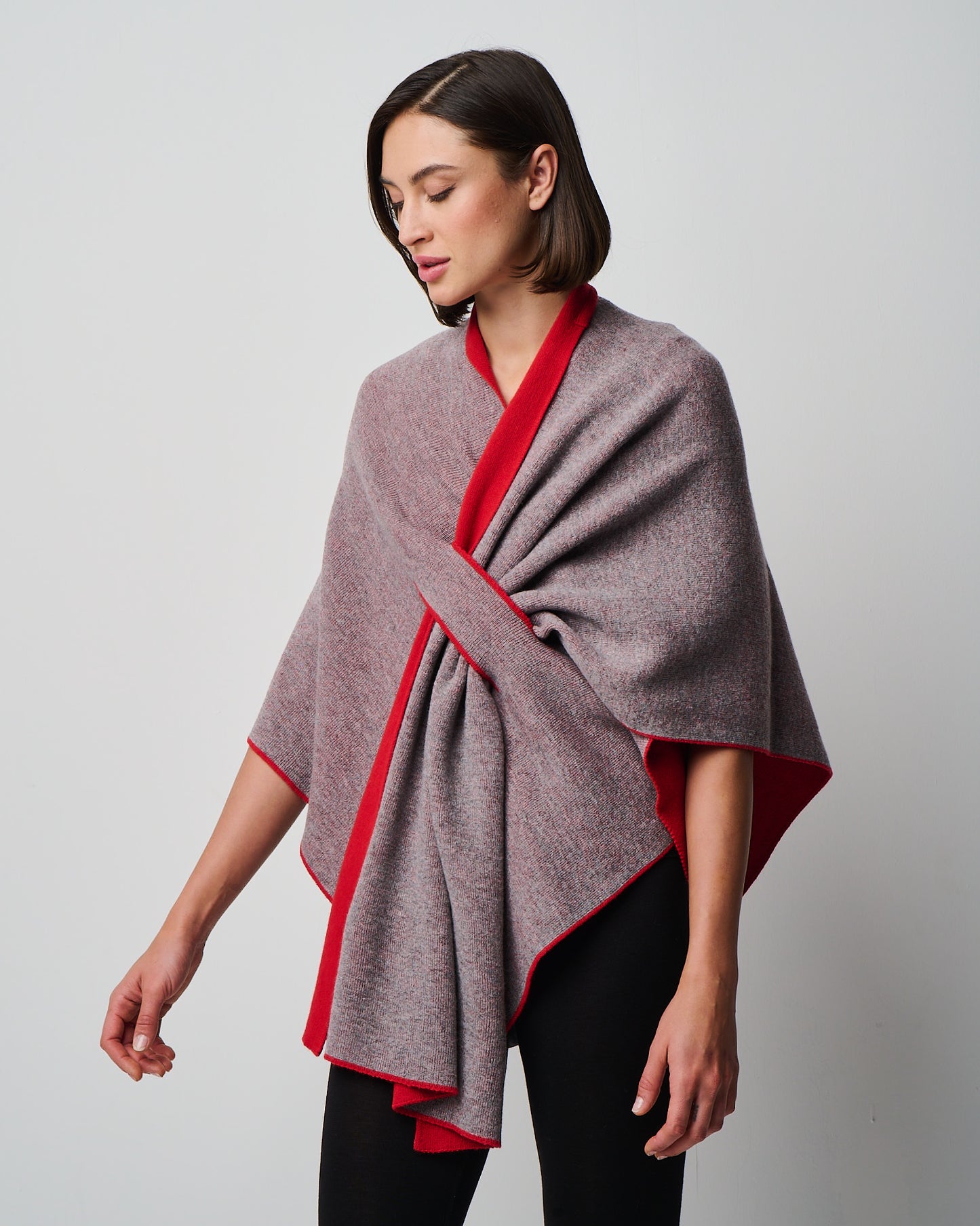 Ellen Merino/Cashmere Reversible Wrap with Loop (W303)