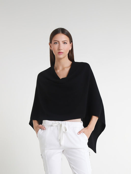100% Italian Crafted Cashmere Ruana 001 Black-1