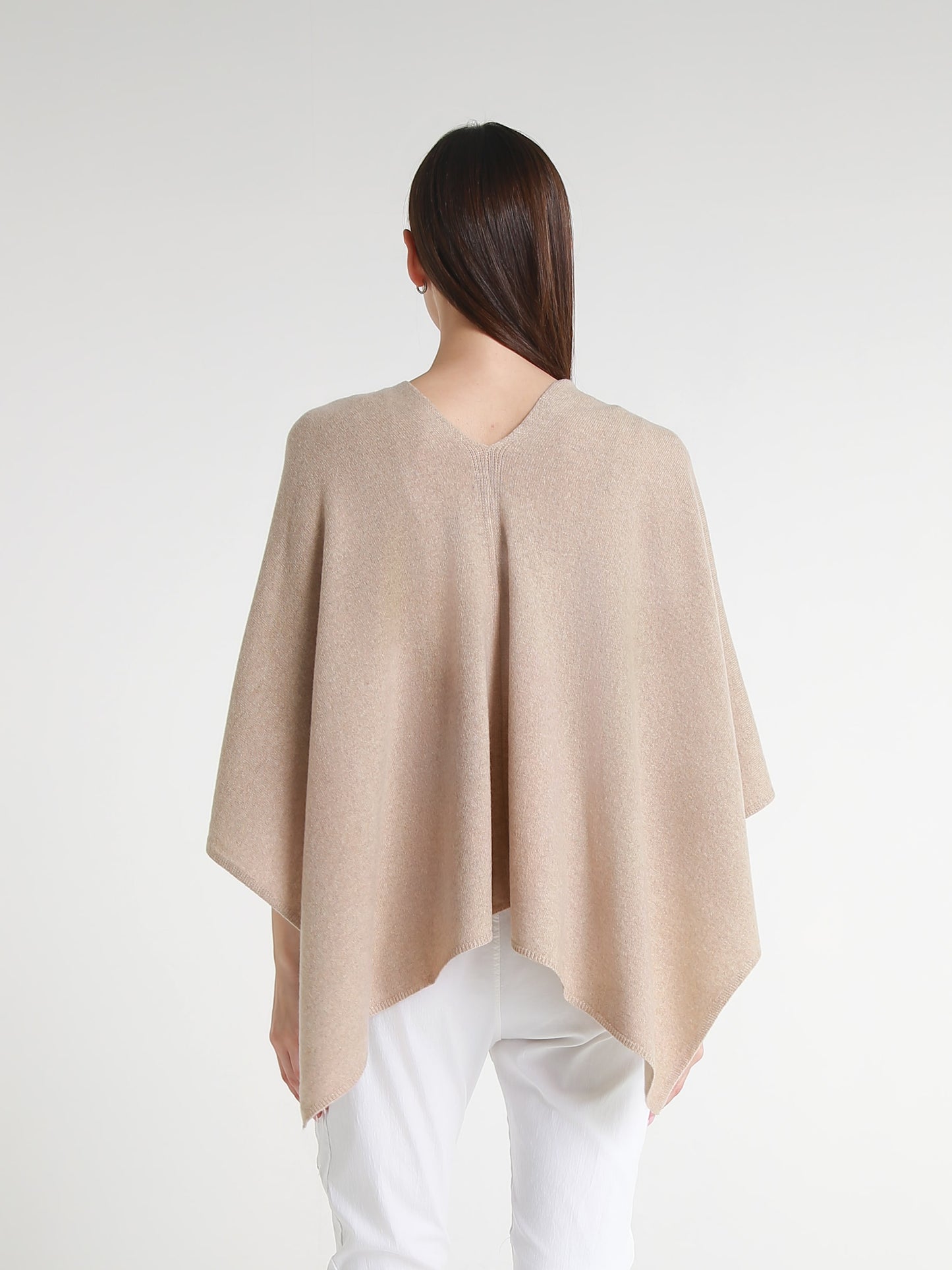 100% Italian Crafted Cashmere Ruana 261 Heather Bisque-3