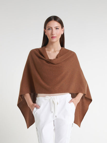 100% Italian Crafted Cashmere Ruana 923 Heather Tobacco-1