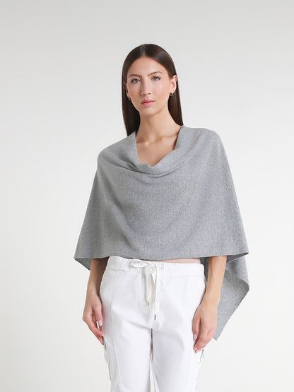 100% Italian Crafted Cashmere Ruana 161 Heather Pearl Gray-1