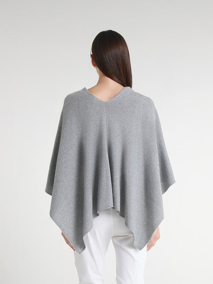 100% Italian Crafted Cashmere Ruana 161 Heather Pearl Gray-3