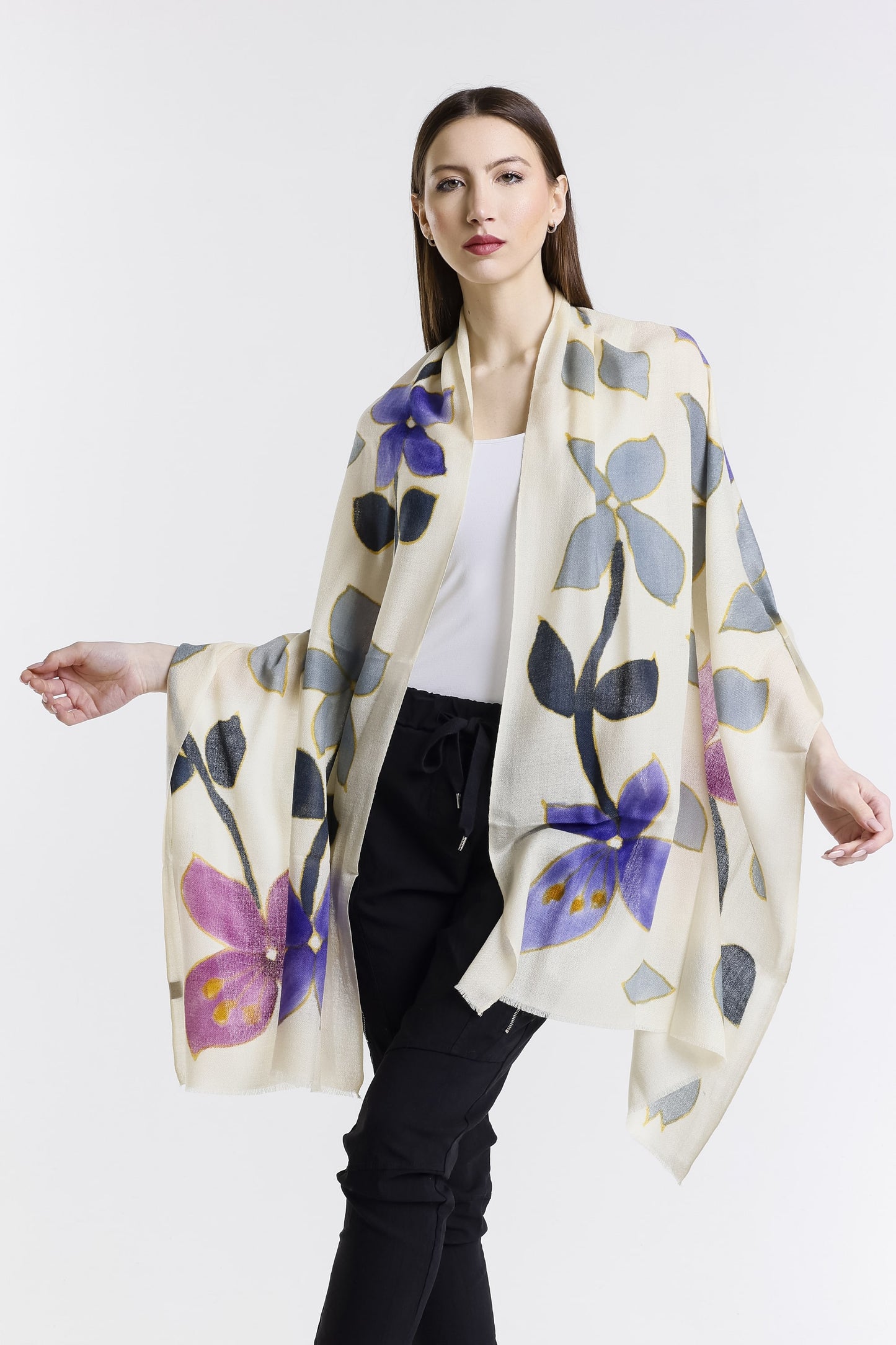 Valentina Hand Painted Premium Cashmere Wrap Print 12-1