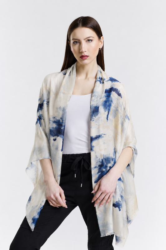 Valentina Hand Painted Premium Cashmere Wrap (W304P) Print 27, front view