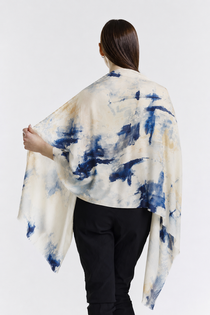 Valentina Hand Painted Premium Cashmere Wrap (W304P) Print 27, back view