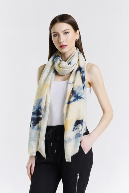 Valentina Hand Painted Premium Cashmere Wrap (W304P) Print 27,  scarf front view.
