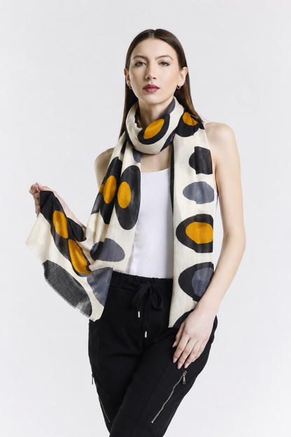 Valentina Hand Painted Premium Cashmere Wrap (W304P), print 26 front scarf view.