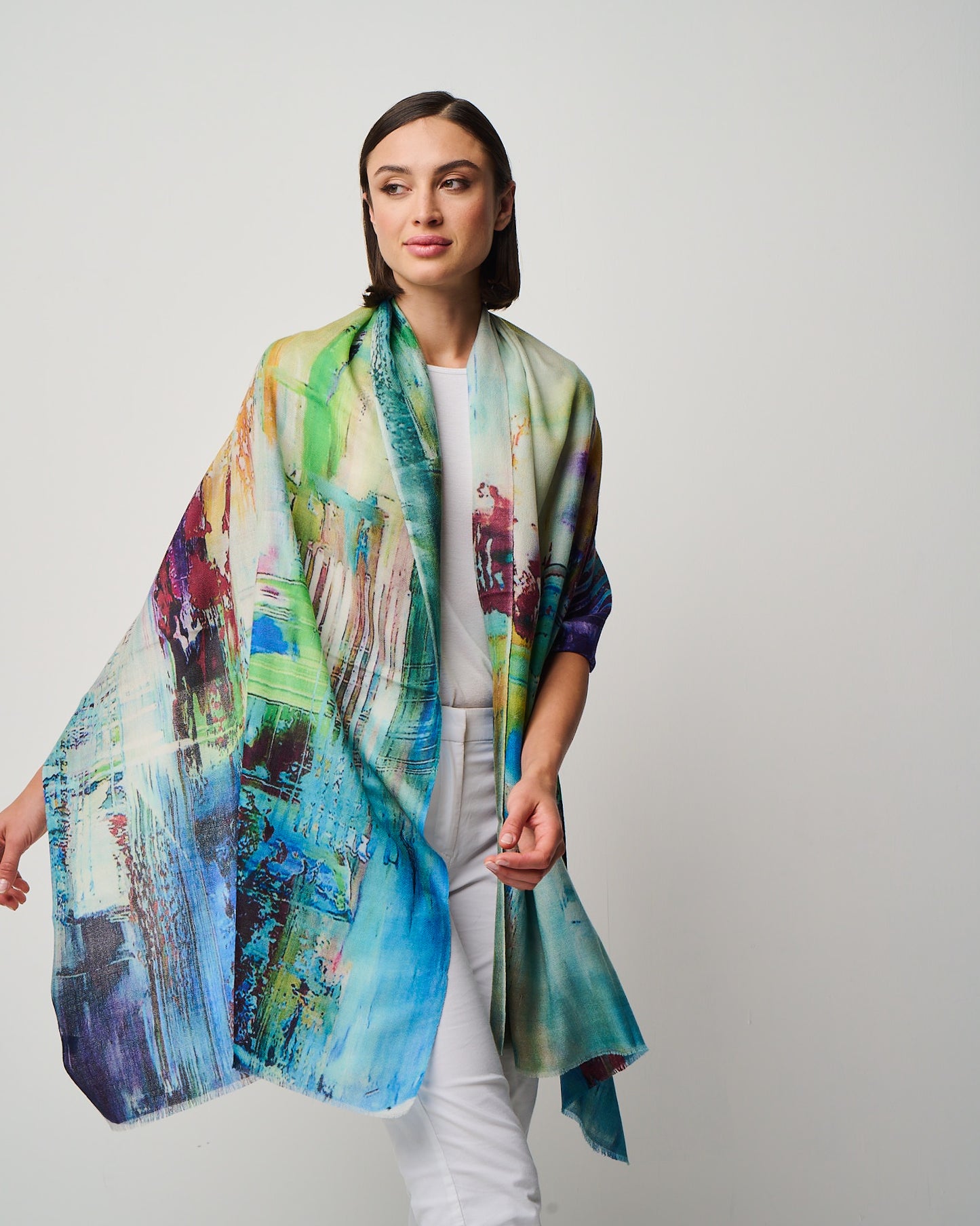 Valentina Hand Painted Premium Cashmere Wrap (W304P)