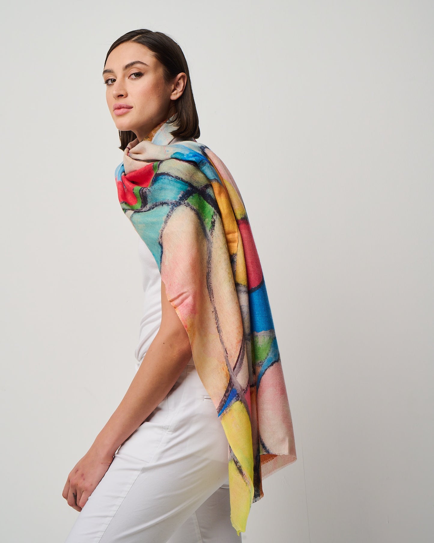 Valentina Hand Painted Premium Cashmere Wrap (W304P)
