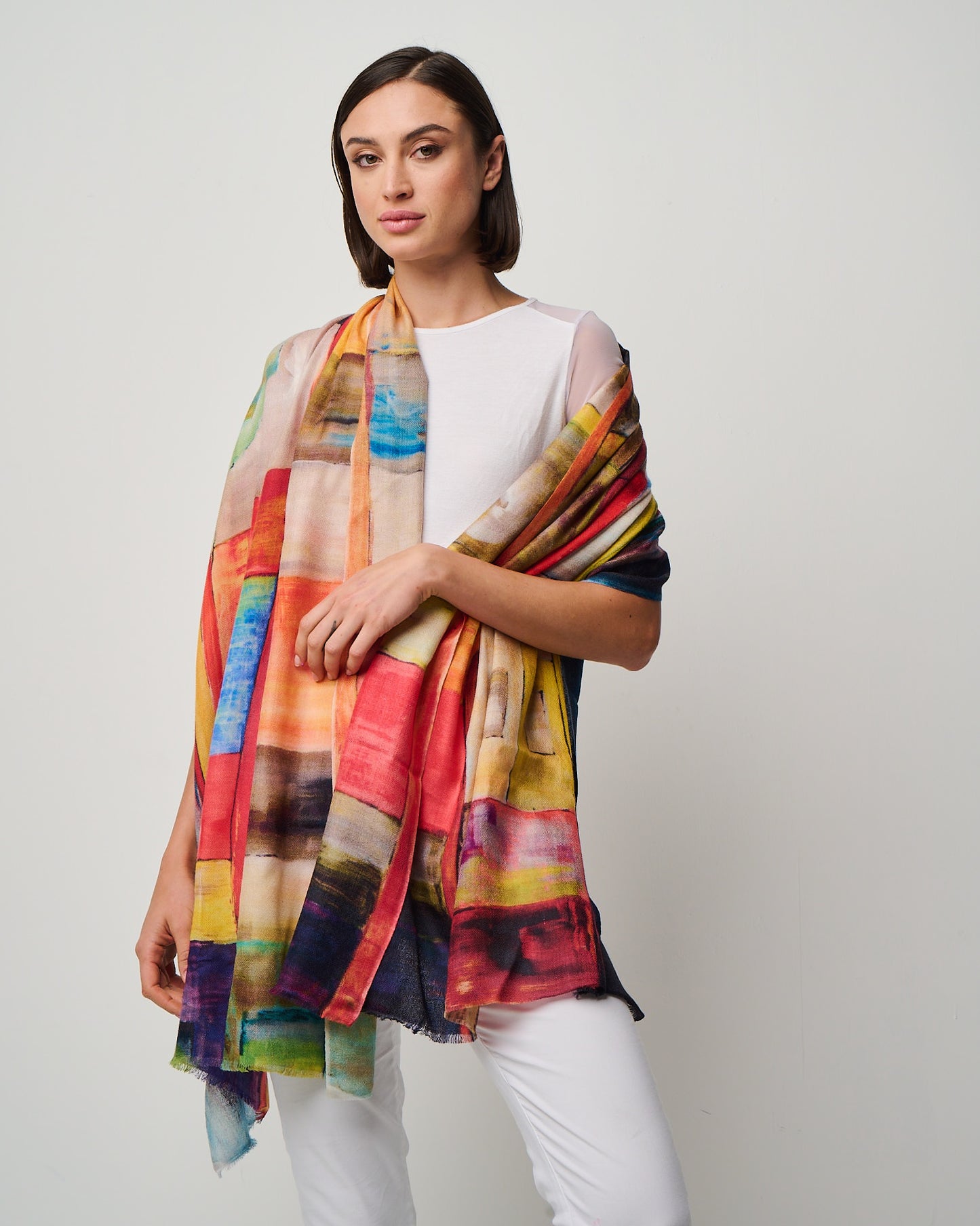 Valentina Hand Painted Premium Cashmere Wrap (W304P)