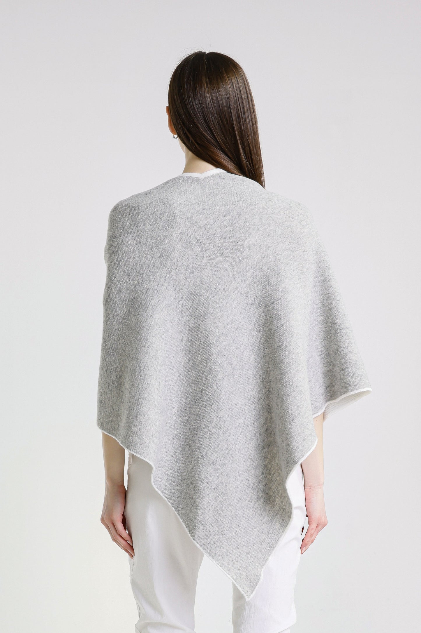 Ellen Merino/Cashmere Reversible Wrap with Loop 125 Cream/Grey-6