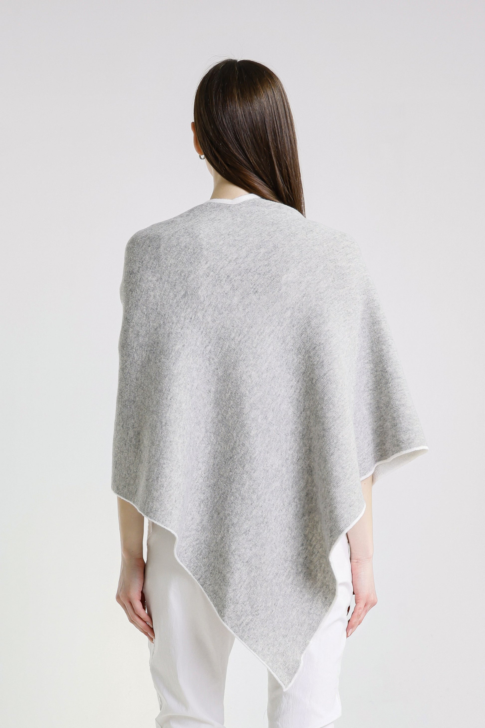 Ellen Merino/Cashmere Reversible Wrap with Loop 125 Cream/Grey-6