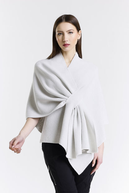 Ellen Merino/Cashmere Reversible Wrap with Loop 125 Cream/Grey-1