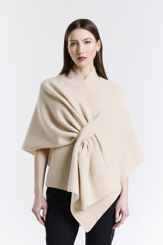 Ellen Merino/Cashmere Reversible Wrap with Loop 291 Beige/Cream-1