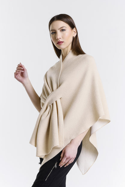 Ellen Merino/Cashmere Reversible Wrap with Loop 291 Beige/Cream-4