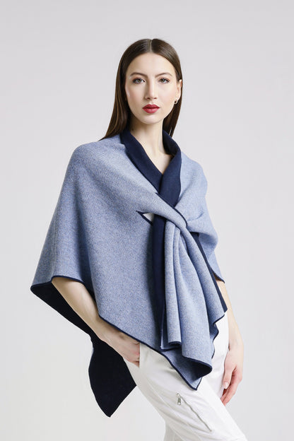 Ellen Merino/Cashmere Reversible Wrap with Loop 419 Navy/Cornflower-4