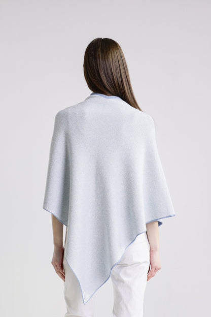 Ellen Merino/Cashmere Reversible Wrap with Loop 469 Cornflower/Cream-6