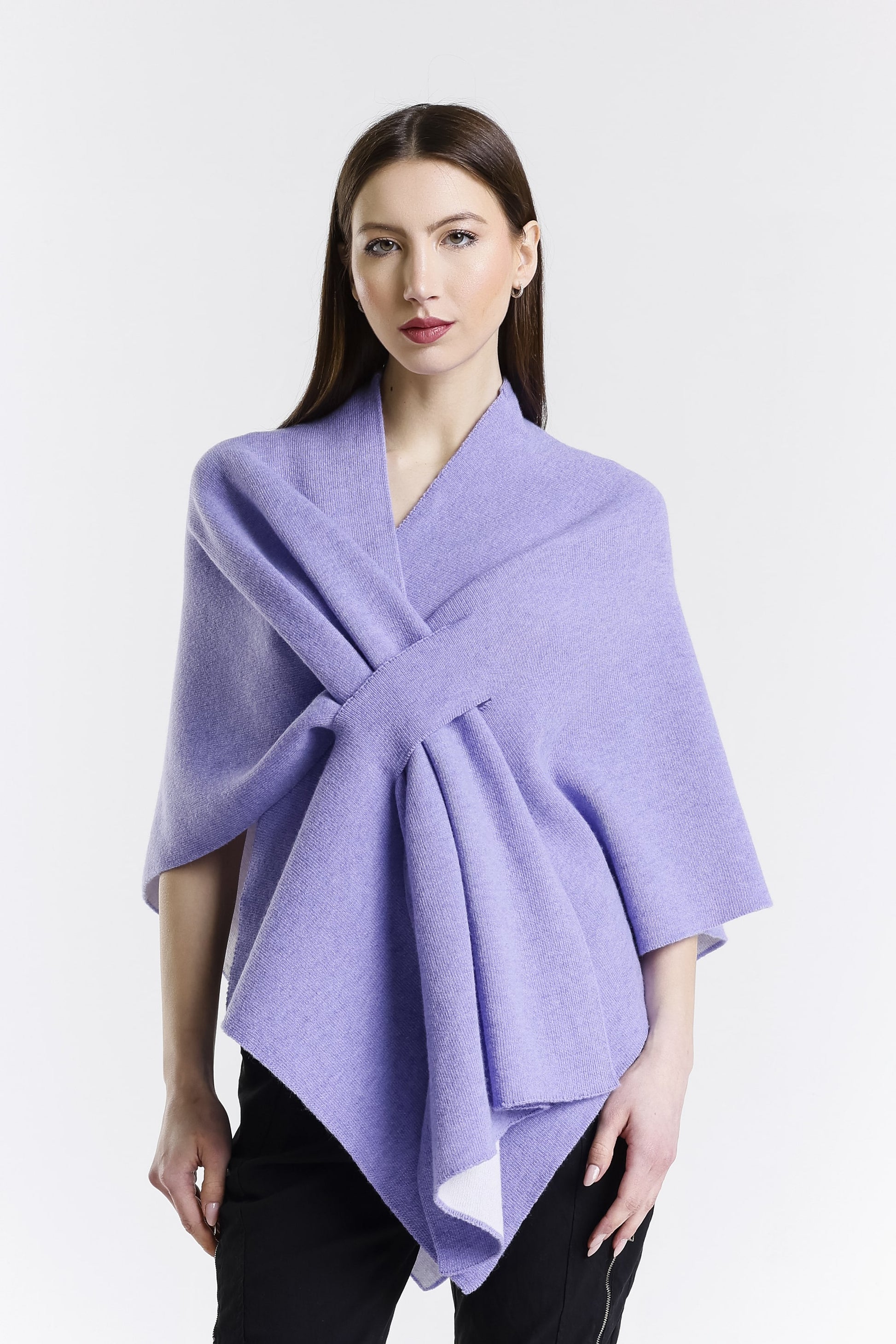 Ellen Merino/Cashmere Reversible Wrap with Loop 537 Lilac/Cream-1