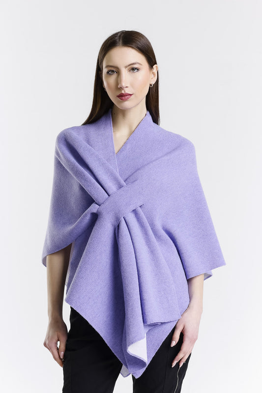 Ellen Merino/Cashmere Reversible Wrap with Loop 537 Lilac/Cream-1