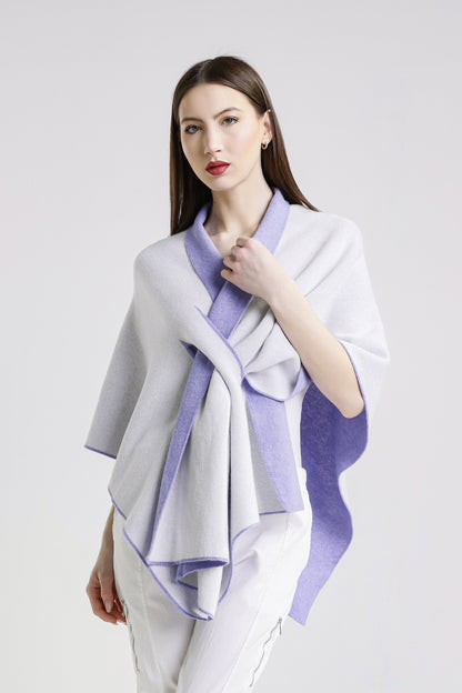 Ellen Merino/Cashmere Reversible Wrap with Loop 537 Lilac/Cream-2