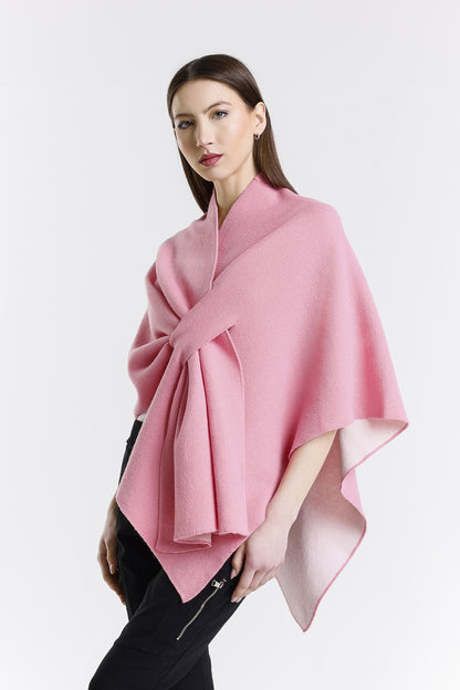 Ellen Merino/Cashmere Reversible Wrap with Loop 659 Pink/Cream-3