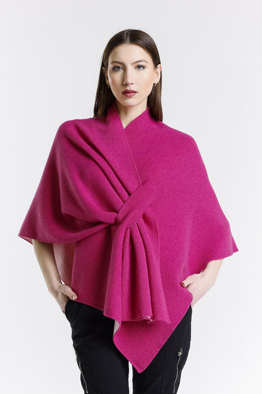 Ellen Merino/Cashmere Reversible Wrap with Loop 954 Peony/Cream-1
