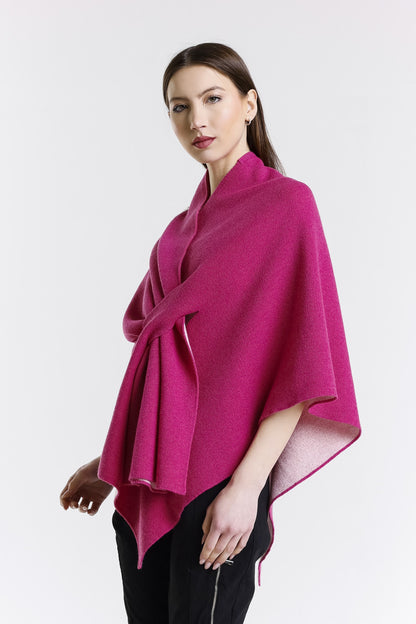 Ellen Merino/Cashmere Reversible Wrap with Loop 954 Peony/Cream-3