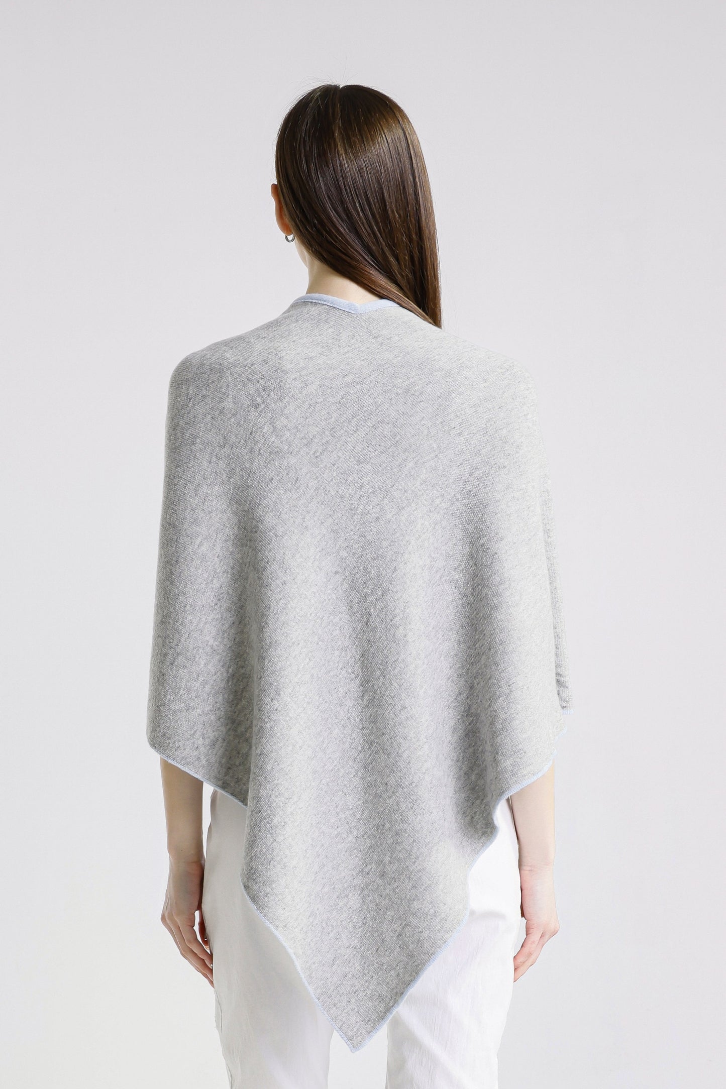 Ellen Merino/Cashmere Reversible Wrap with Loop 966 Sky Blue/Gray-6