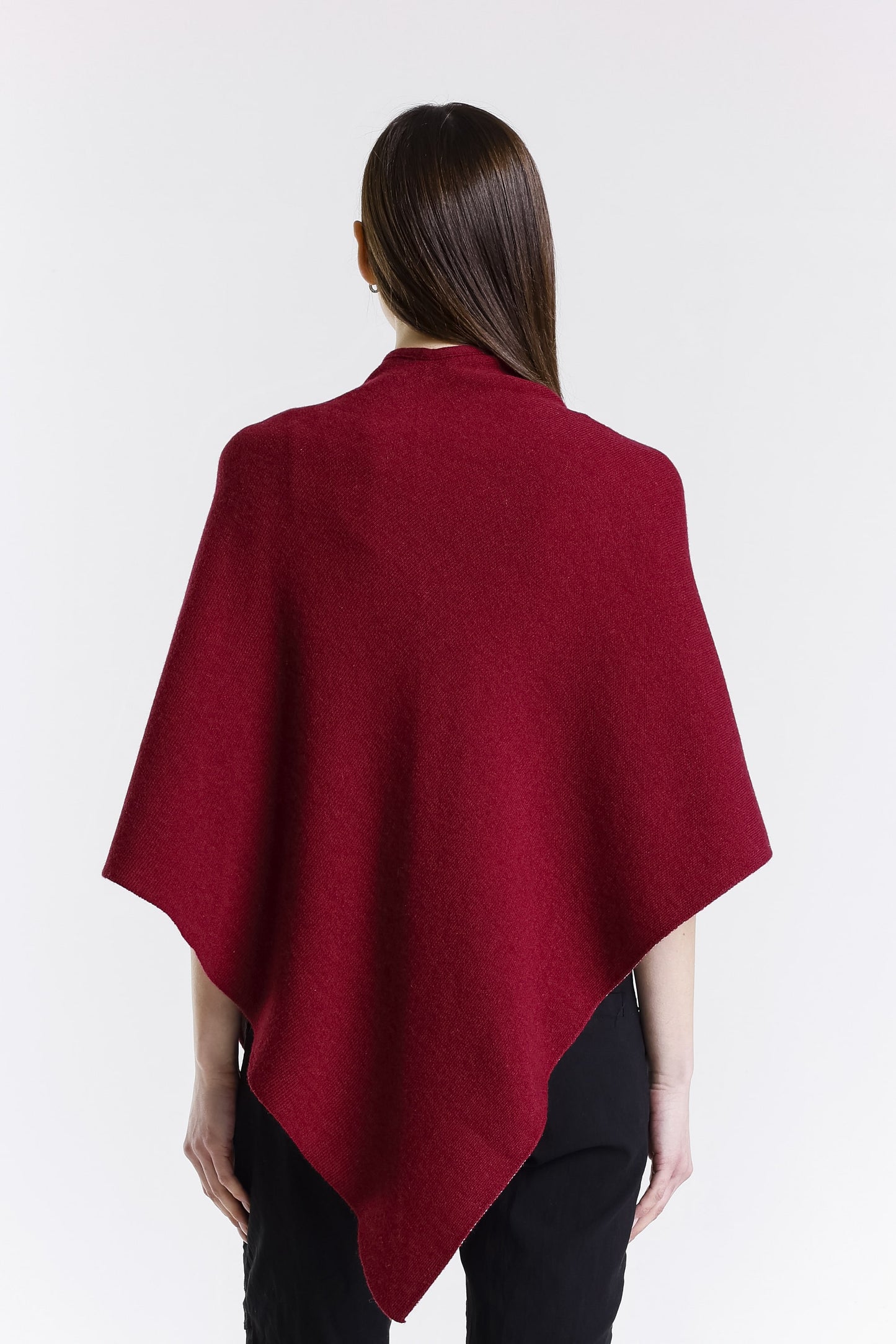 Ellen Merino/Cashmere Reversible Wrap with Loop 631 Burgundy/Cream-5